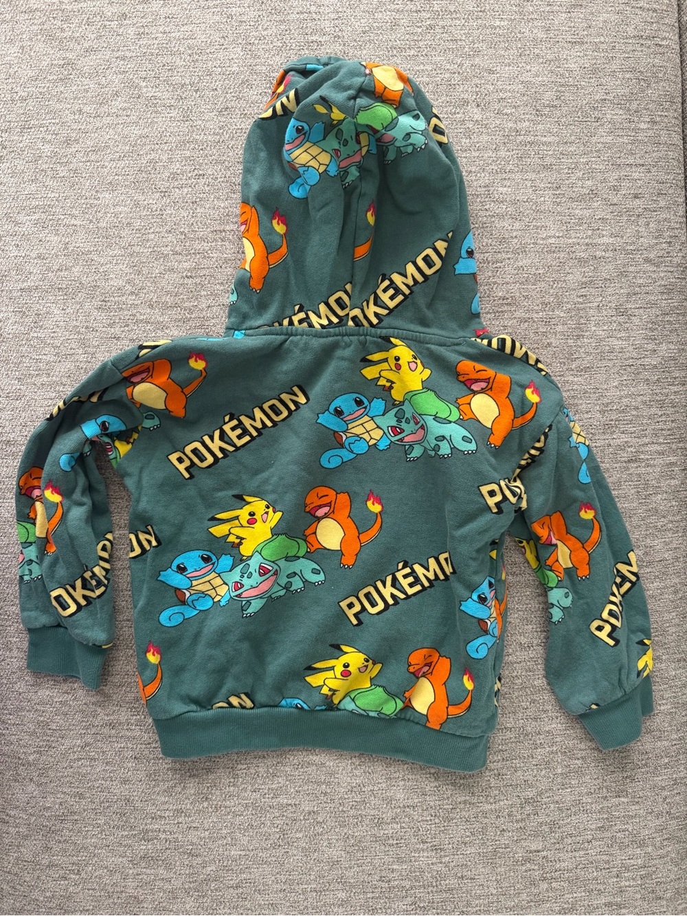 H&M Teal Pokémon Character Hoodie with Multicolor Prints